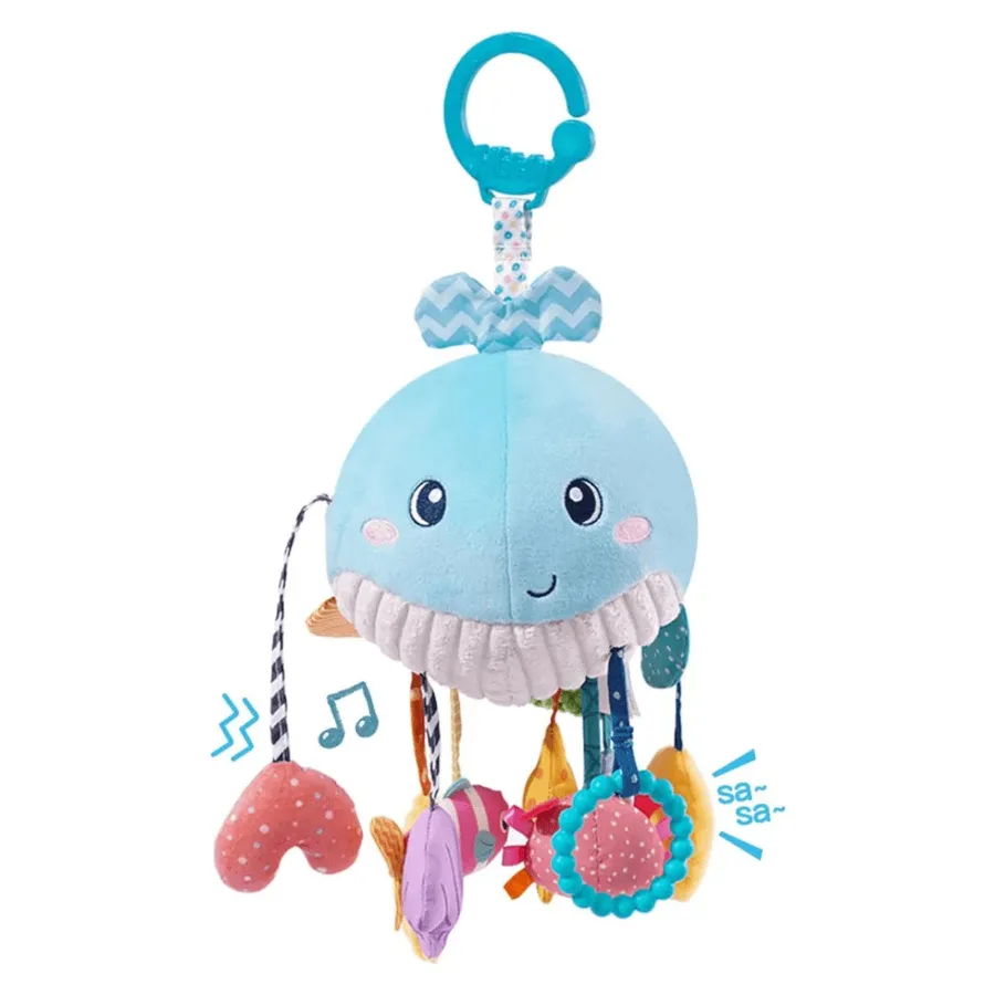 Jollybaby baby sensory pull string toy whale