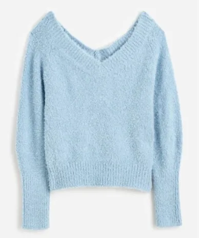 Image 1: Madewell Double V-Neck Pullover – Light blue