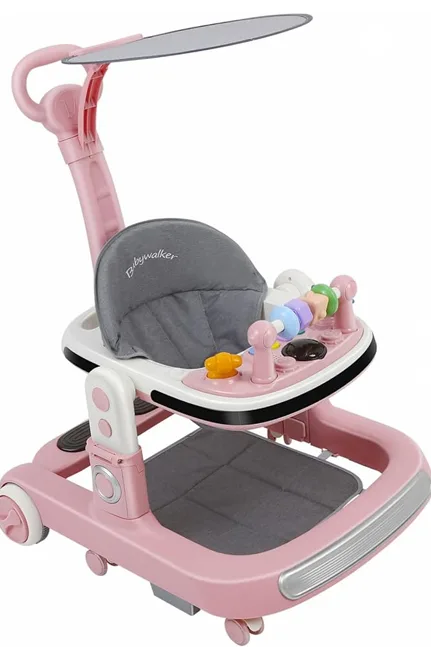 MUELODSIC - Multifunctional Walker with Adjustable Height and Speed Push and Sit Learning Walker with Sunshade