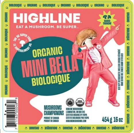 Highline - Organic Bella Mushroom Sliced - 454 g - Front