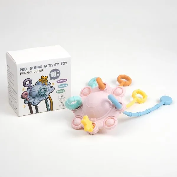 Multicoloured pull string sensory toy
