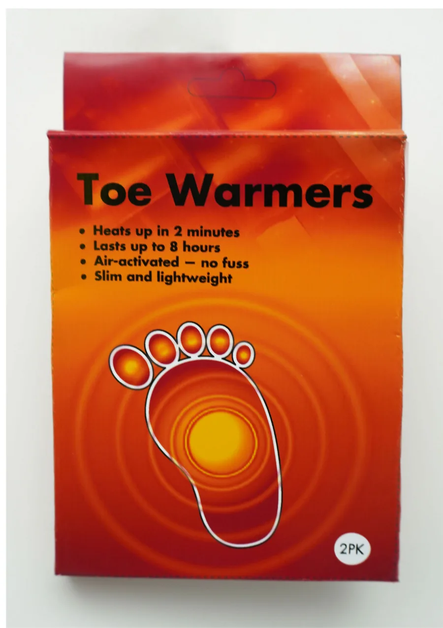 Front packaging of toe warmers
