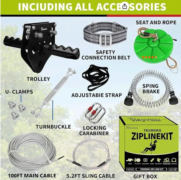 Recalled TT TRSMIMA zipline kit, version with a turnbuckle and waist belt